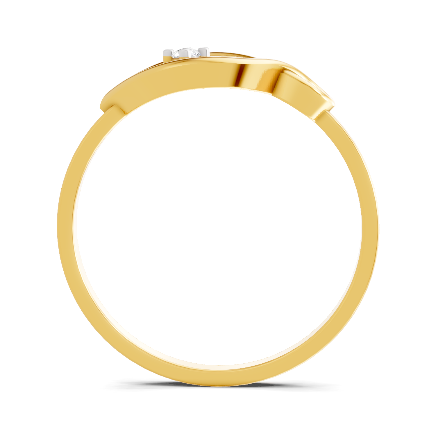 Lab Grown Diamond Ring 0.02 Carat Round Shape 925 Sterling Silver Gold Plated Leaf Ring