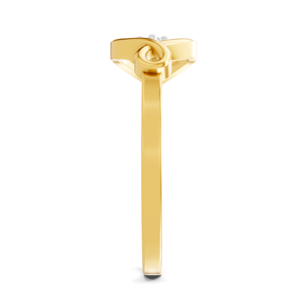 Lab Grown Diamond Ring 0.02 Carat Round Shape 925 Sterling Silver Gold Plated Leaf Ring
