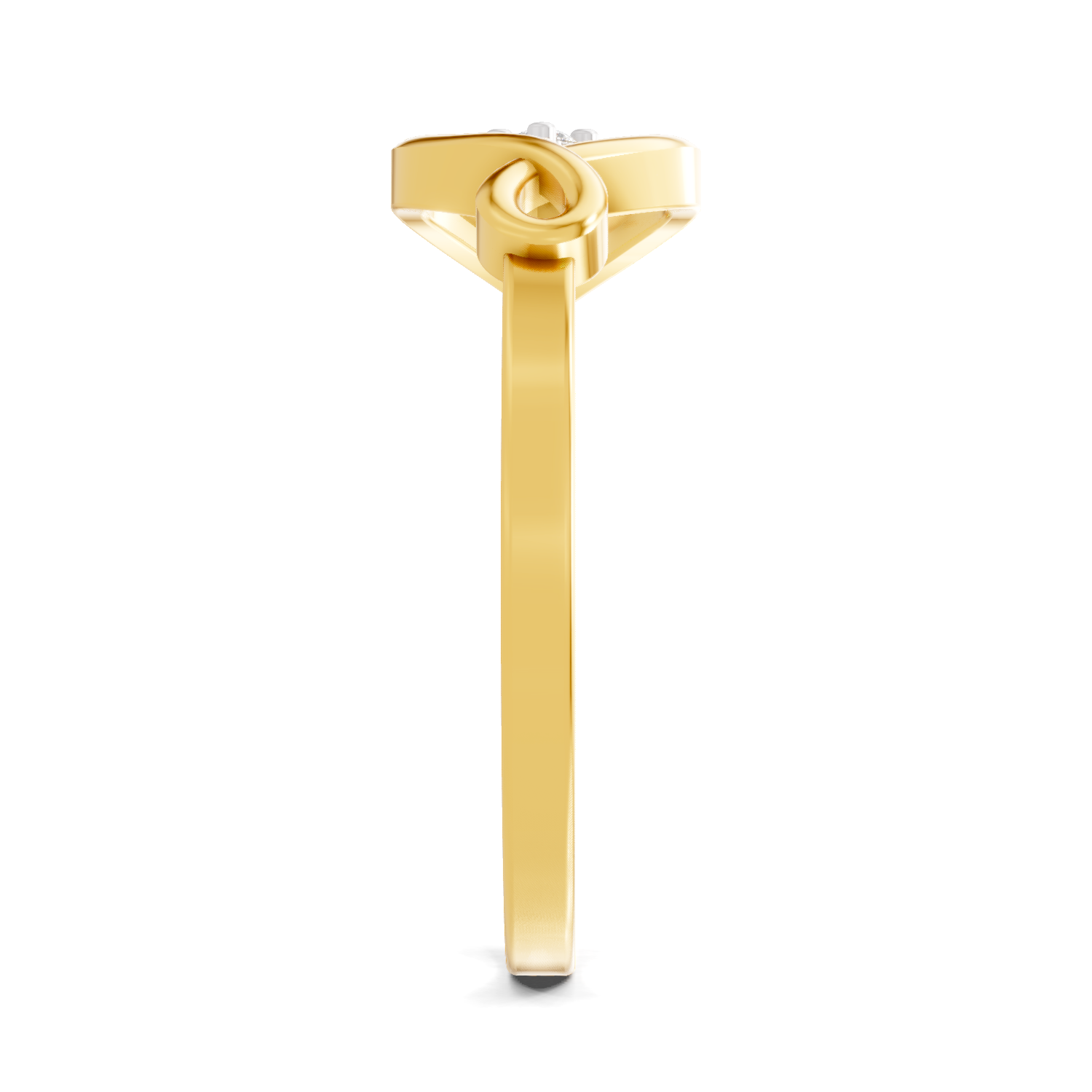 Lab Grown Diamond Ring 0.02 Carat Round Shape 925 Sterling Silver Gold Plated Leaf Ring