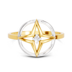 Lab Grown Diamond Ring 0.02 Carat Round Shape 925 Sterling Silver Gold Plated Star Fashion Ring