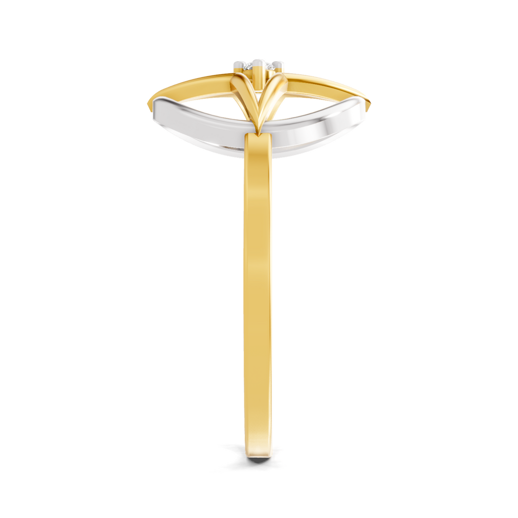 Lab Grown Diamond Ring 0.02 Carat Round Shape 925 Sterling Silver Gold Plated Star Fashion Ring