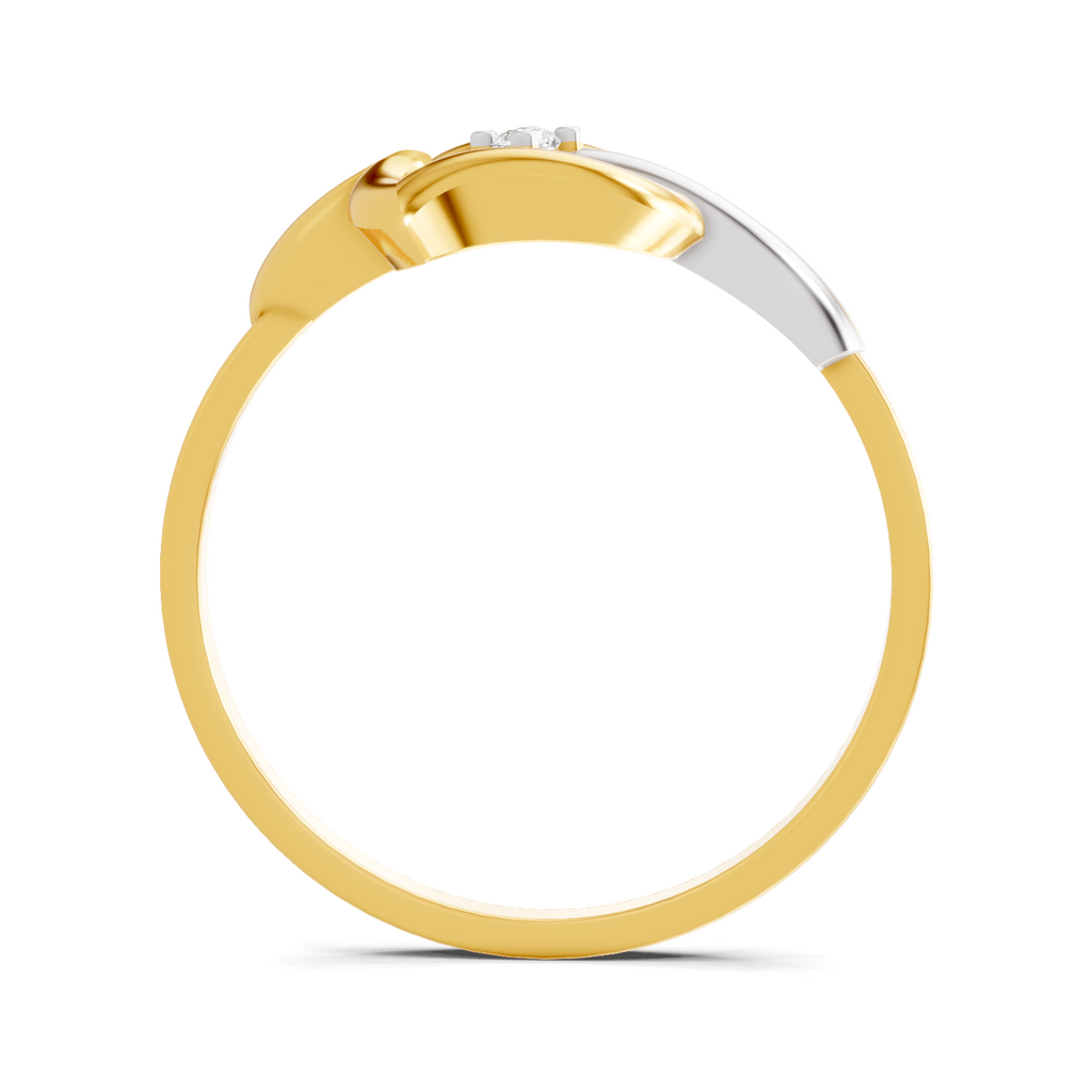 Lab Grown Diamond Ring 0.02 Carat Round Shape 925 Sterling Silver Gold Plated Lotus Fashion Ring