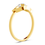 Lab Grown Diamond Ring 0.02 Carat Round Shape 925 Sterling Silver Gold Plated Leaf Fashion Ring