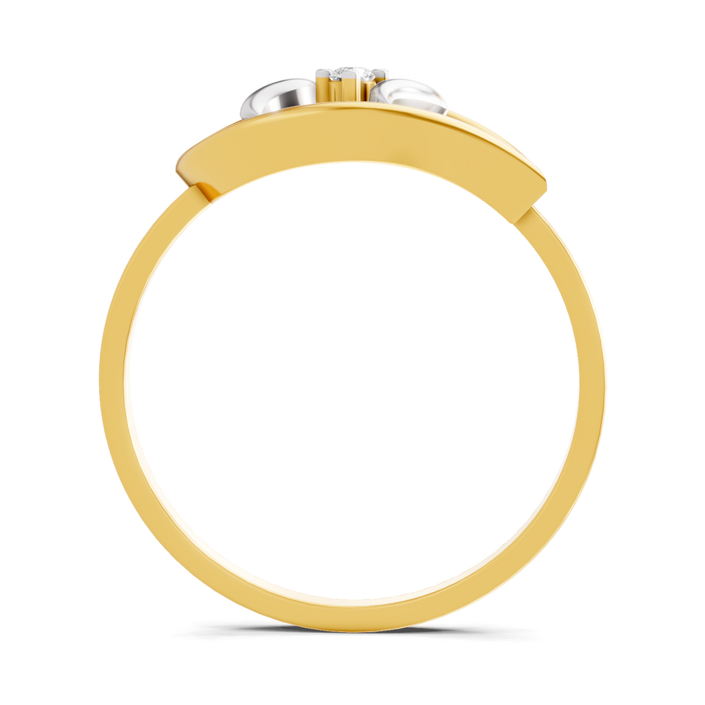 Lab Grown Diamond Ring 0.02 Carat Round Shape 925 Sterling Silver Gold Plated Leaf Fashion Ring
