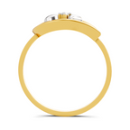 Lab Grown Diamond Ring 0.02 Carat Round Shape 925 Sterling Silver Gold Plated Leaf Fashion Ring