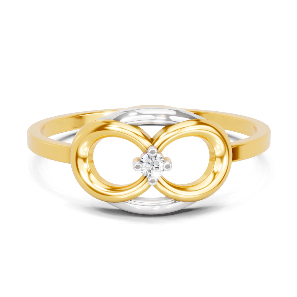 Lab Grown Diamond Ring 0.02 Carat Round Shape 925 Sterling Silver Gold Plated Ring