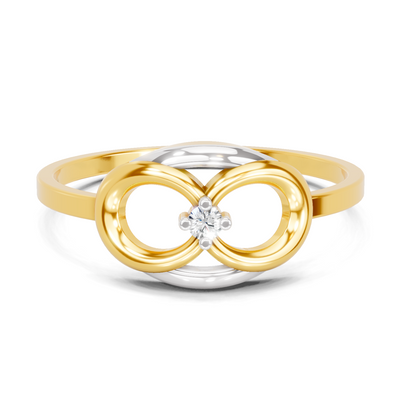 Lab Grown Diamond Ring 0.02 Carat Round Shape 925 Sterling Silver Gold Plated Ring