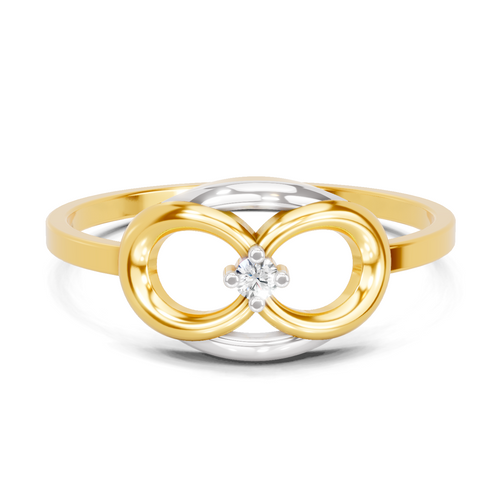 Lab Grown Diamond Ring 0.02 Carat Round Shape 925 Sterling Silver Gold Plated Ring