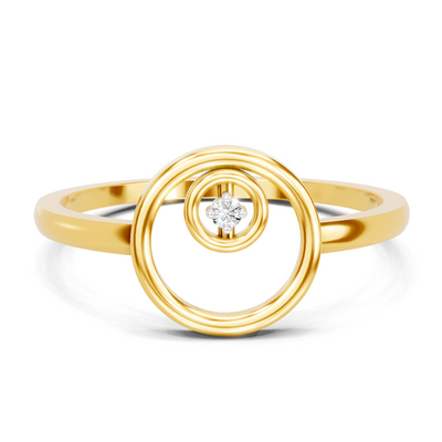 Lab Grown Diamond Ring 0.02 Carat Round Shape 925 Sterling Silver Gold Plated Circle Fashion Ring