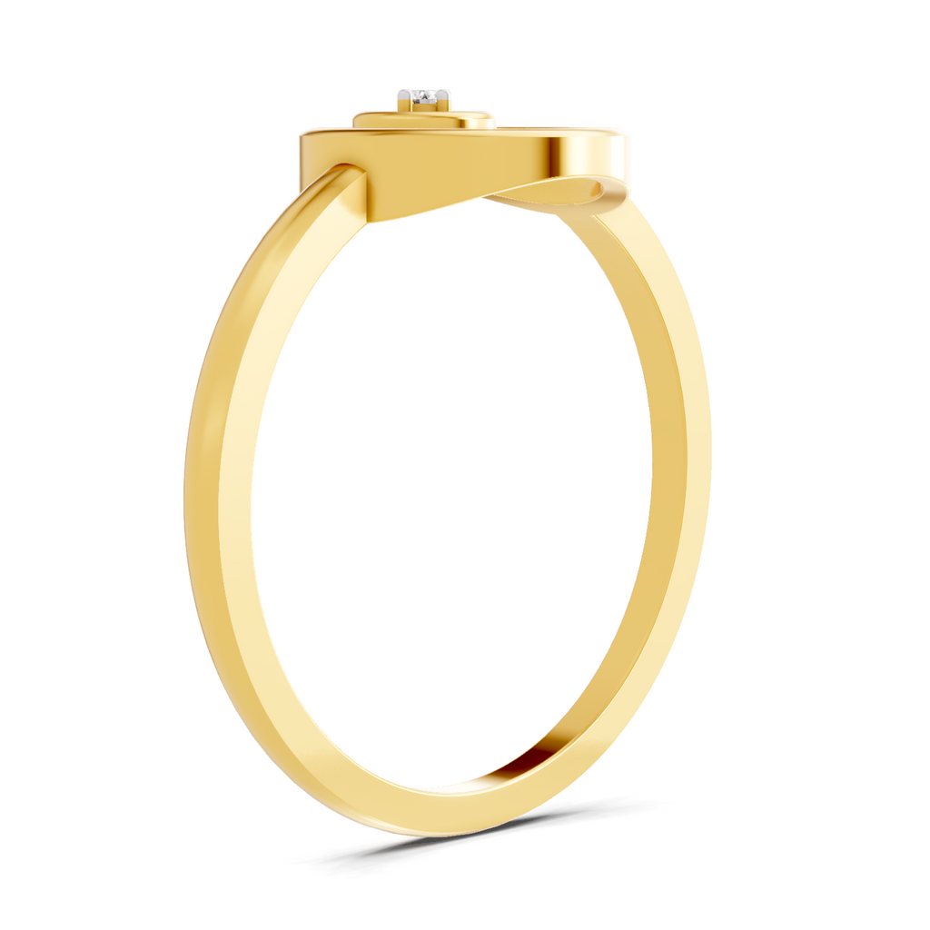 Lab Grown Diamond Ring 0.02 Carat Round Shape 925 Sterling Silver Gold Plated Circle Fashion Ring