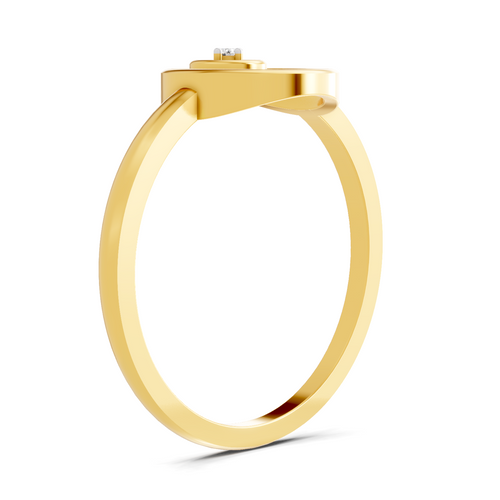 Lab Grown Diamond Ring 0.02 Carat Round Shape 925 Sterling Silver Gold Plated Circle Fashion Ring