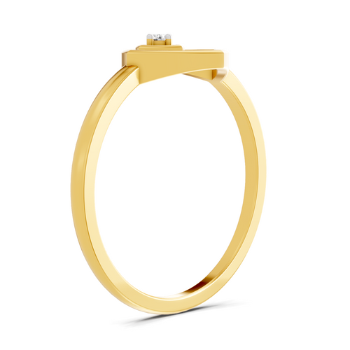 Lab Grown Diamond Ring 0.02 Carat Round Shape 925 Sterling Silver Gold Plated Square Fashion Ring