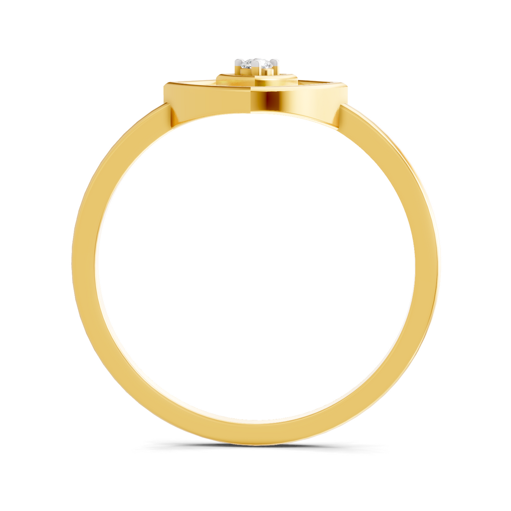 Lab Grown Diamond Ring 0.02 Carat Round Shape 925 Sterling Silver Gold Plated Square Fashion Ring