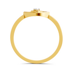 Lab Grown Diamond Ring 0.02 Carat Round Shape 925 Sterling Silver Gold Plated Square Fashion Ring