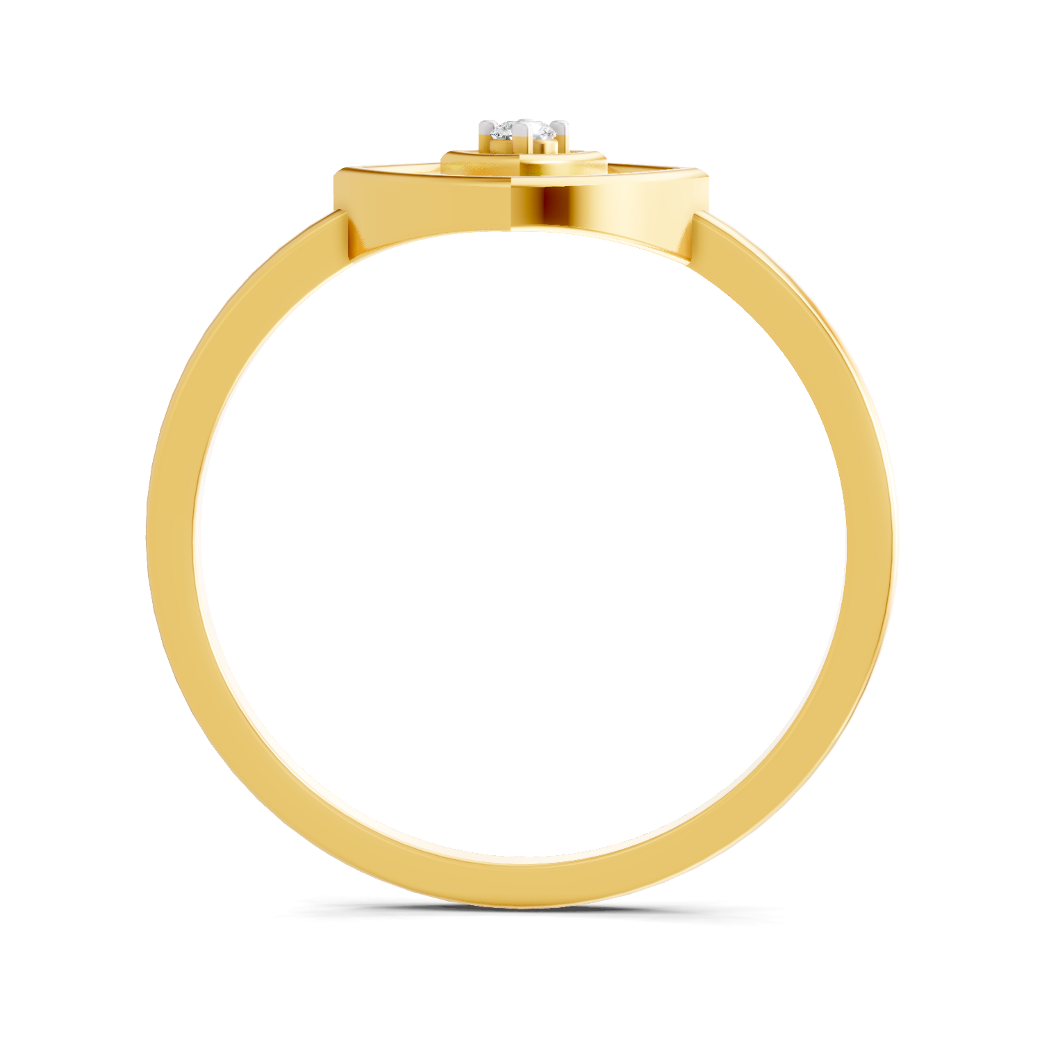 Lab Grown Diamond Ring 0.02 Carat Round Shape 925 Sterling Silver Gold Plated Square Fashion Ring