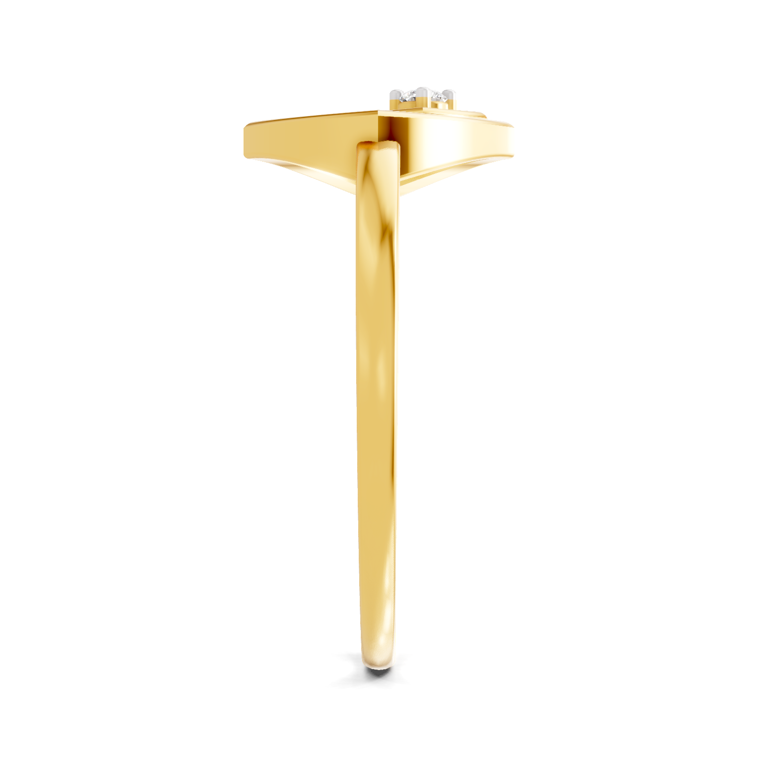 Lab Grown Diamond Ring 0.02 Carat Round Shape 925 Sterling Silver Gold Plated Square Fashion Ring