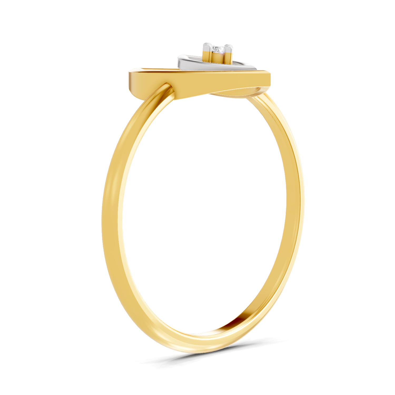 Lab Grown Diamond Ring 0.02 Carat Round Shape 925 Sterling Silver Gold Plated Petal Fashion Ring