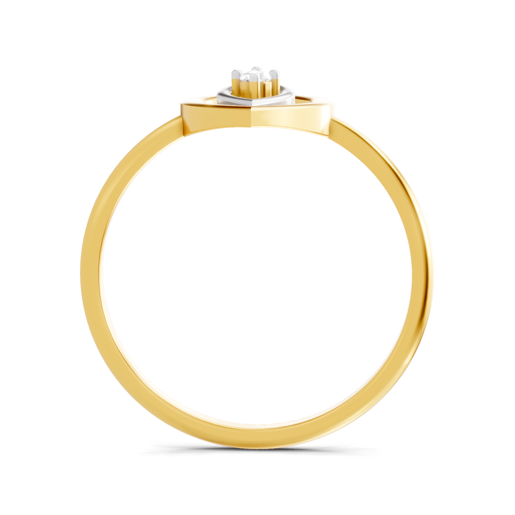 Lab Grown Diamond Ring 0.02 Carat Round Shape 925 Sterling Silver Gold Plated Petal Fashion Ring