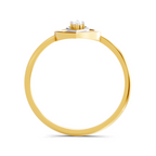 Lab Grown Diamond Ring 0.02 Carat Round Shape 925 Sterling Silver Gold Plated Petal Fashion Ring