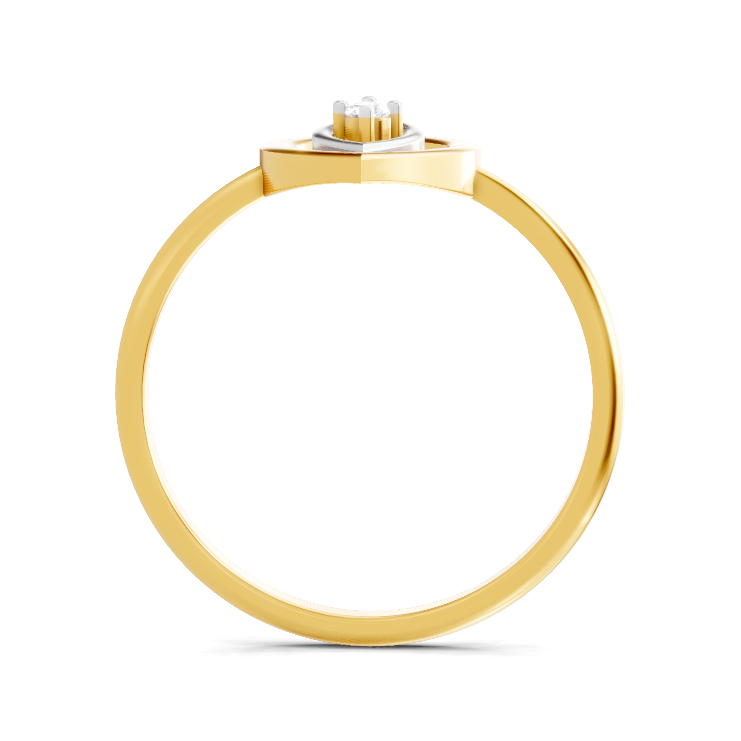 Lab Grown Diamond Ring 0.02 Carat Round Shape 925 Sterling Silver Gold Plated Petal Fashion Ring