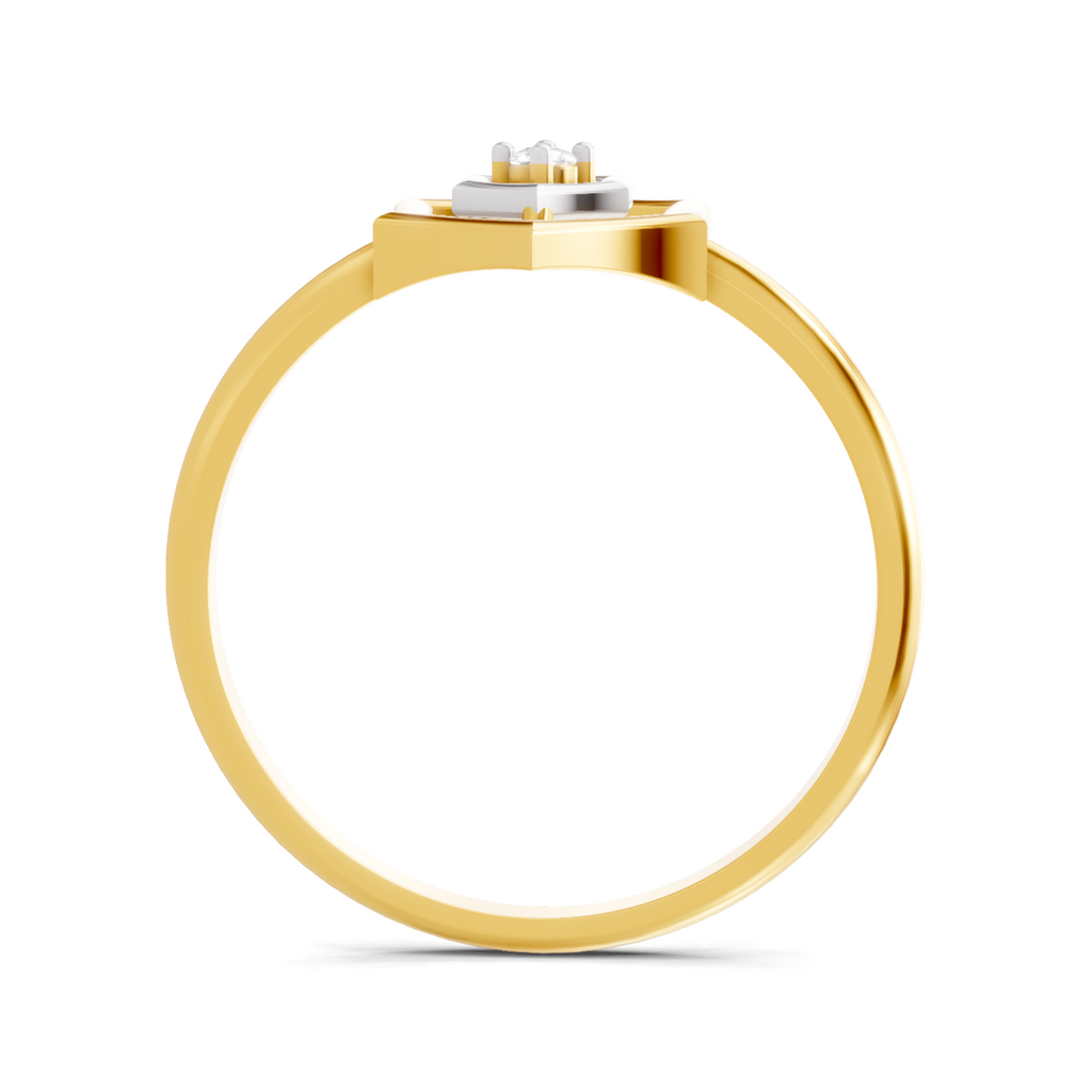 Lab Grown Diamond Ring 0.02 Carat Round Shape 925 Sterling Silver Gold Plated Hexagon Fashion Ring