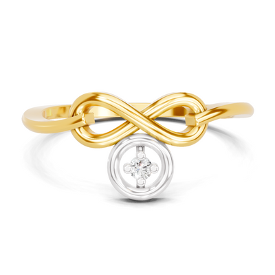 Lab Grown Diamond Ring 0.02 Carat Round Shape 925 Sterling Silver Gold Plated Infinity Ring