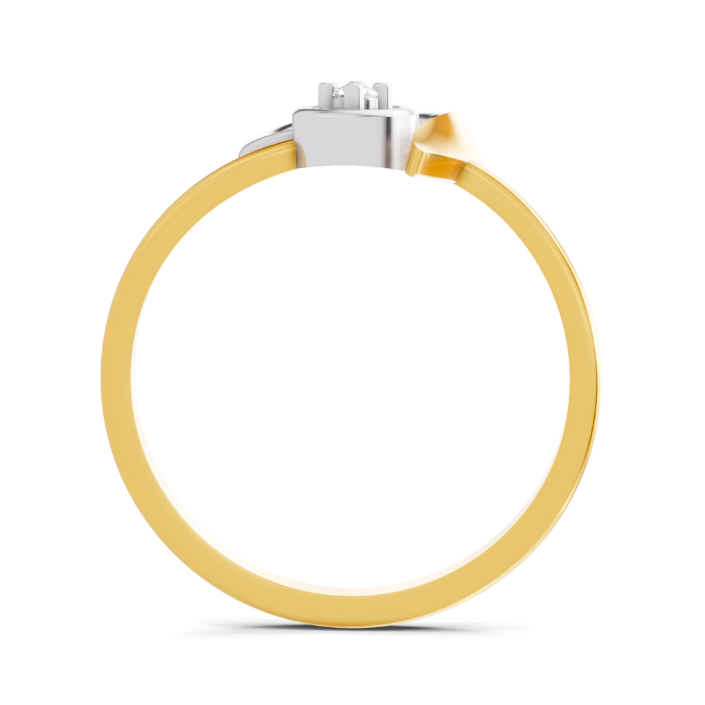 Lab Grown Diamond Ring 0.02 Carat Round Shape 925 Sterling Silver Gold Plated Heart Ring