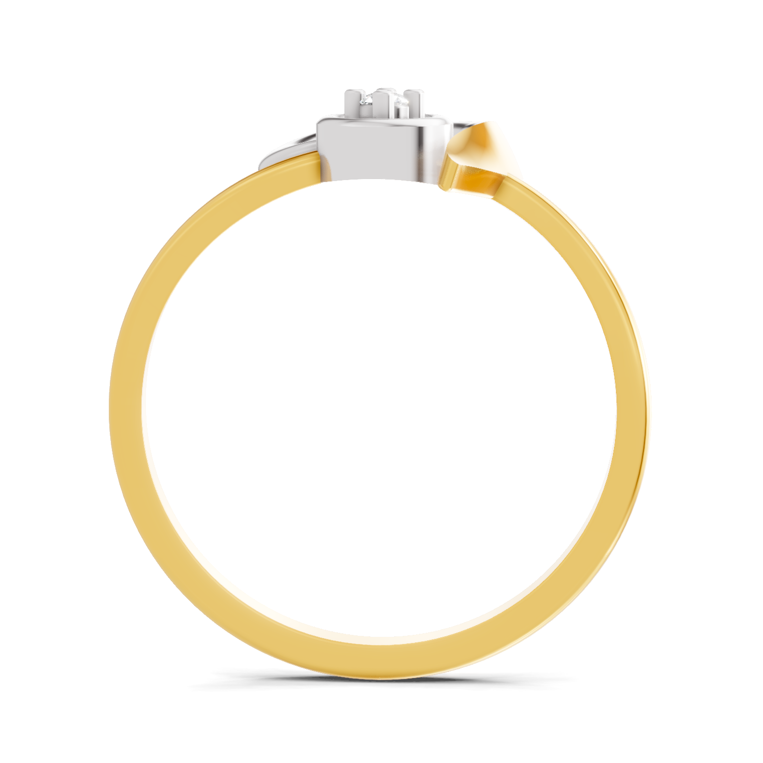 Lab Grown Diamond Ring 0.02 Carat Round Shape 925 Sterling Silver Gold Plated Heart Ring