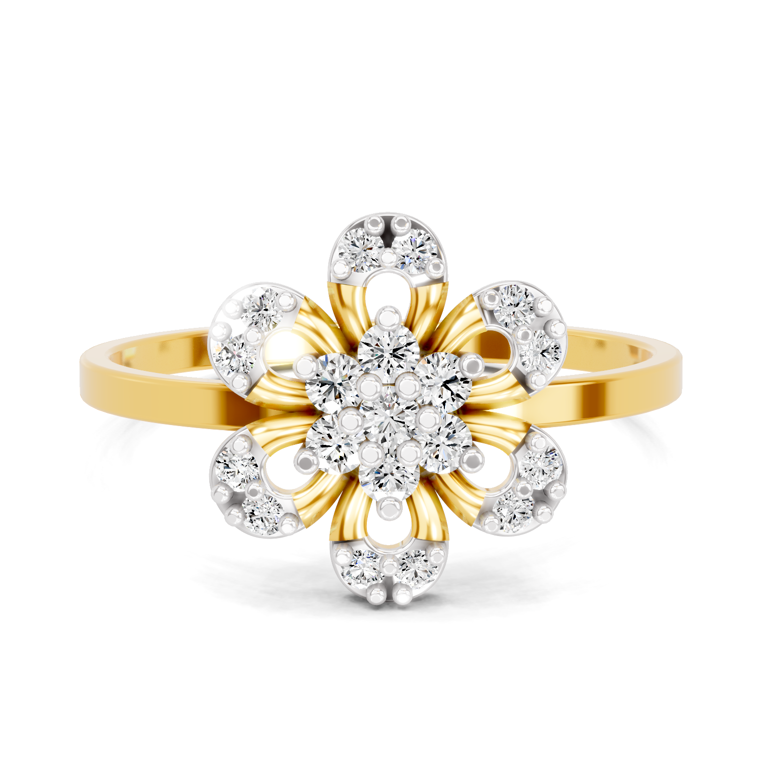 Lab Grown Diamond 0.25CT 925 Sterling Silver Gold Plated Round Shape Ring
