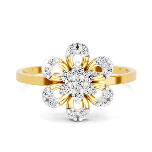 Lab Grown Diamond 0.25CT 925 Sterling Silver Gold Plated Round Shape Ring