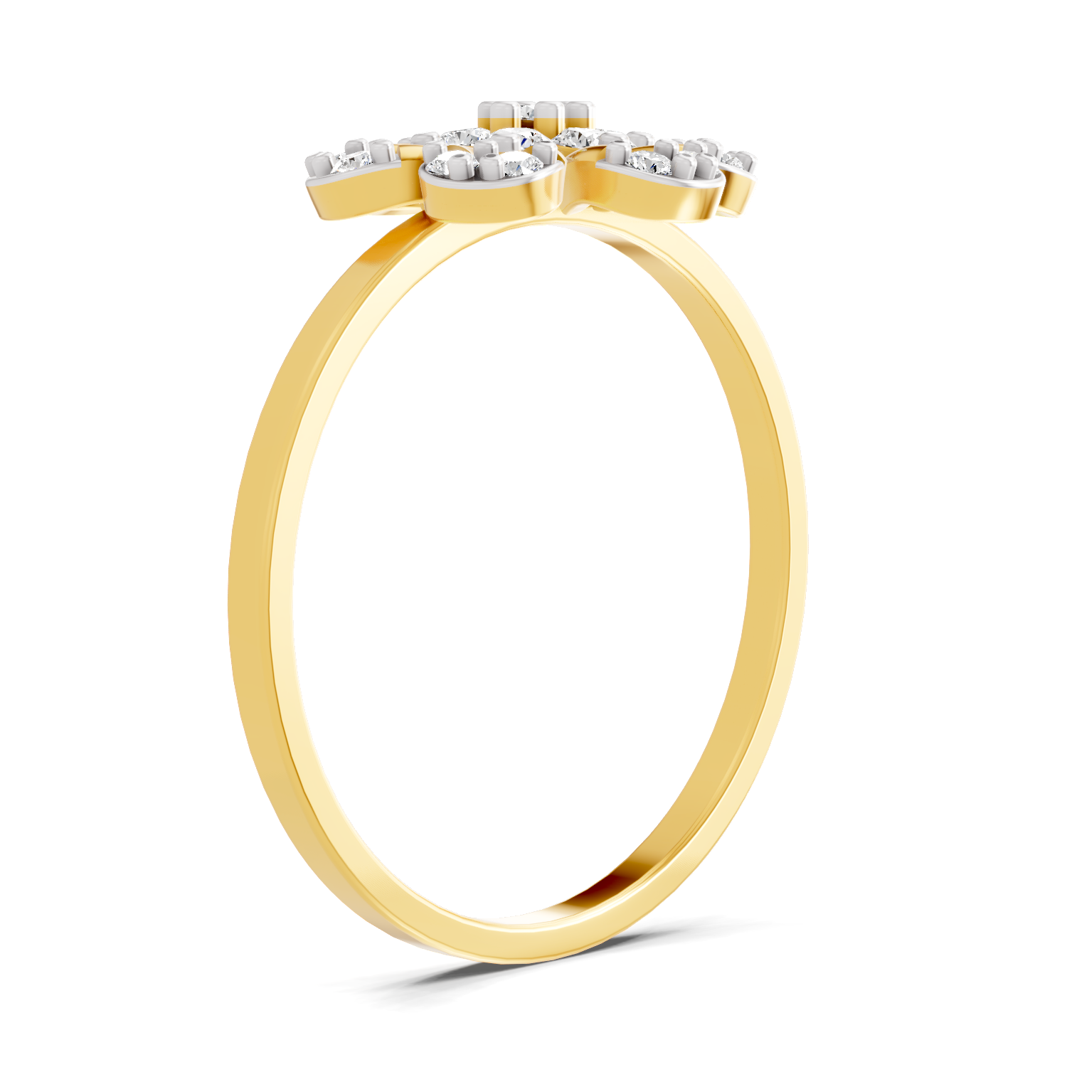Lab Grown Diamond 0.25CT 925 Sterling Silver Gold Plated Round Shape Ring