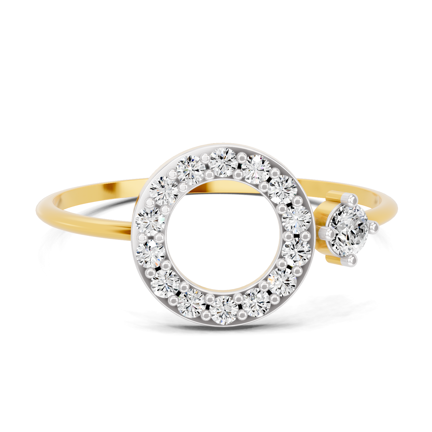 Lab Grown Diamond 0.24CT 925 Sterling Silver Gold Plated Round Shape Ring