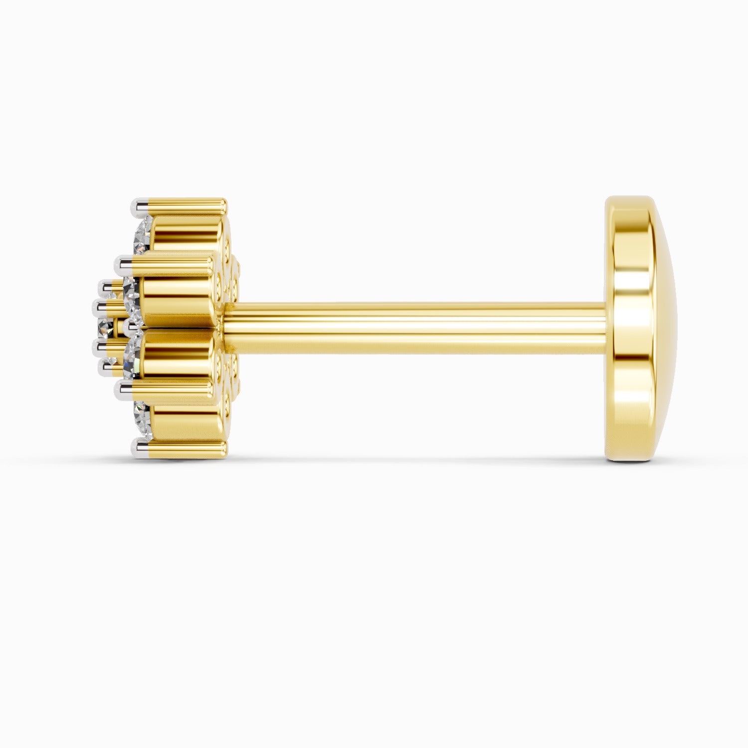 Lab Grown Diamond 0.07CT 925 Sterling Silver Gold Plated Round Shape Nose Pin