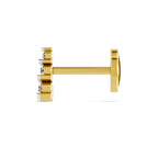 Lab Grown Diamond Nosepin 0.05 Carat Round Shape 925 Sterling Silver Yellow Gold Plated 3 Stone Nosepin