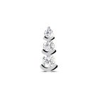 Lab Grown Diamond Nosepin 0.05 Carat Round Shape 925 Sterling Silver Yellow Gold Plated 3 Stone Nosepin