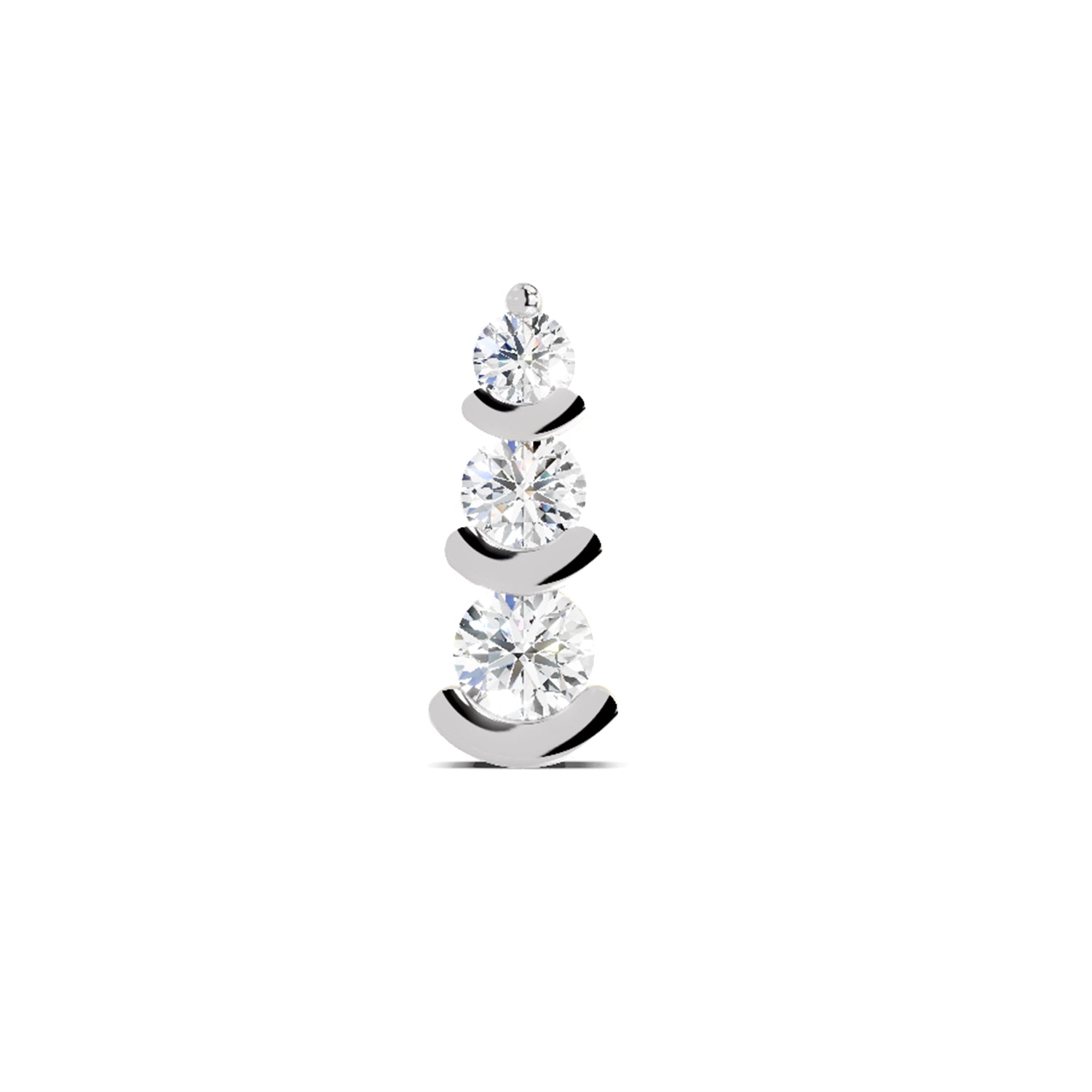 Lab Grown Diamond Nosepin 0.05 Carat Round Shape 925 Sterling Silver Yellow Gold Plated 3 Stone Nosepin