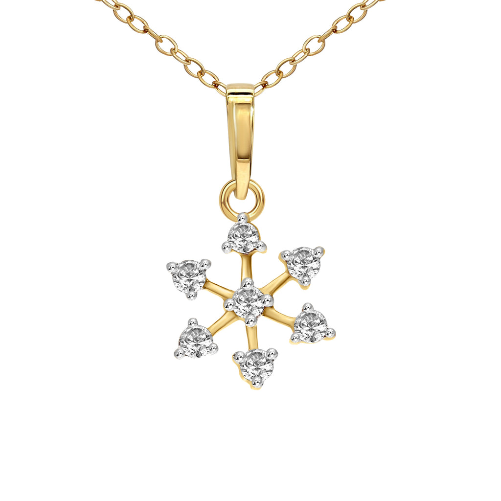 Lab Grown Diamond 0.15CT 925 Sterling Silver Gold Plated Round Shape Pendant