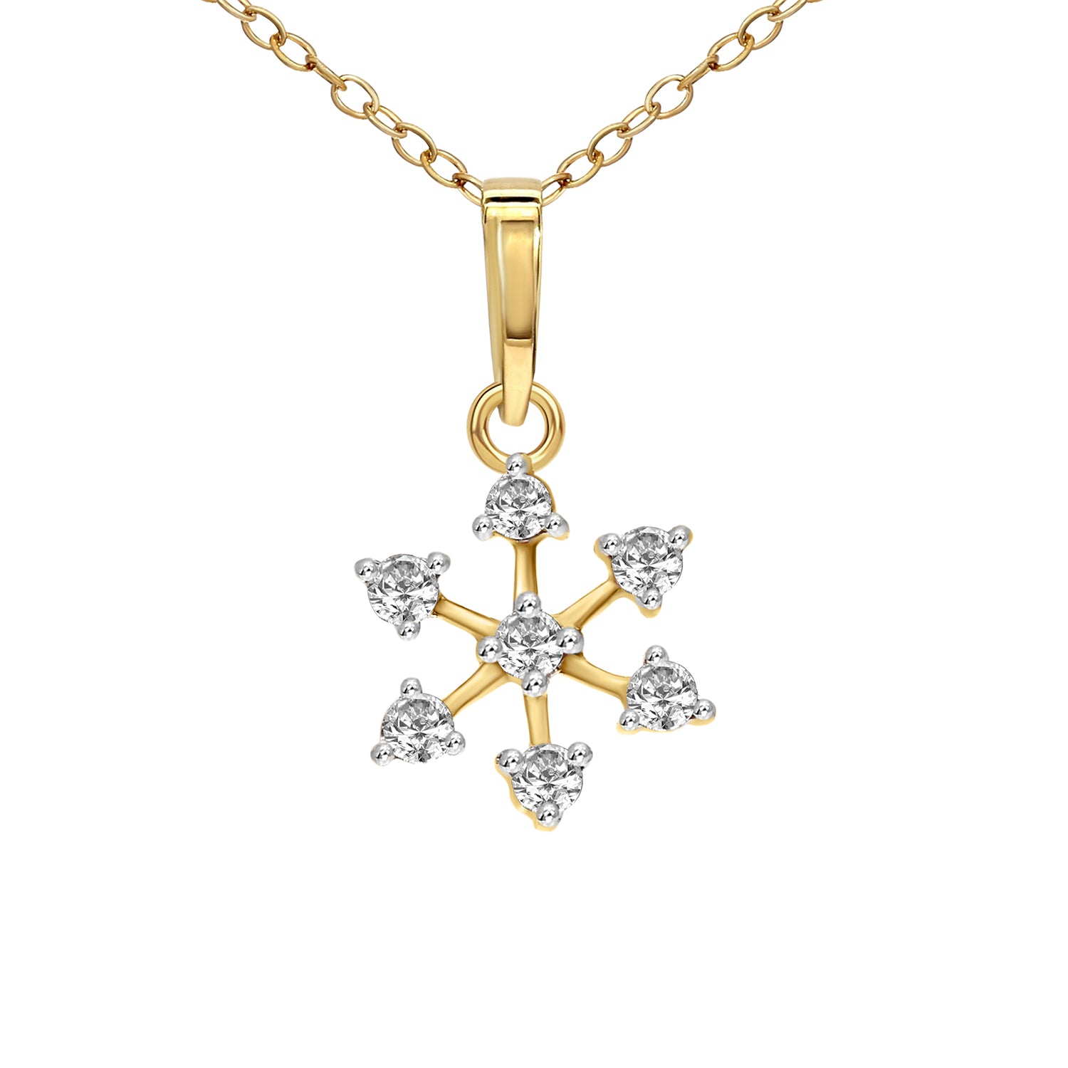 Lab Grown Diamond 0.15CT 925 Sterling Silver Gold Plated Round Shape Pendant