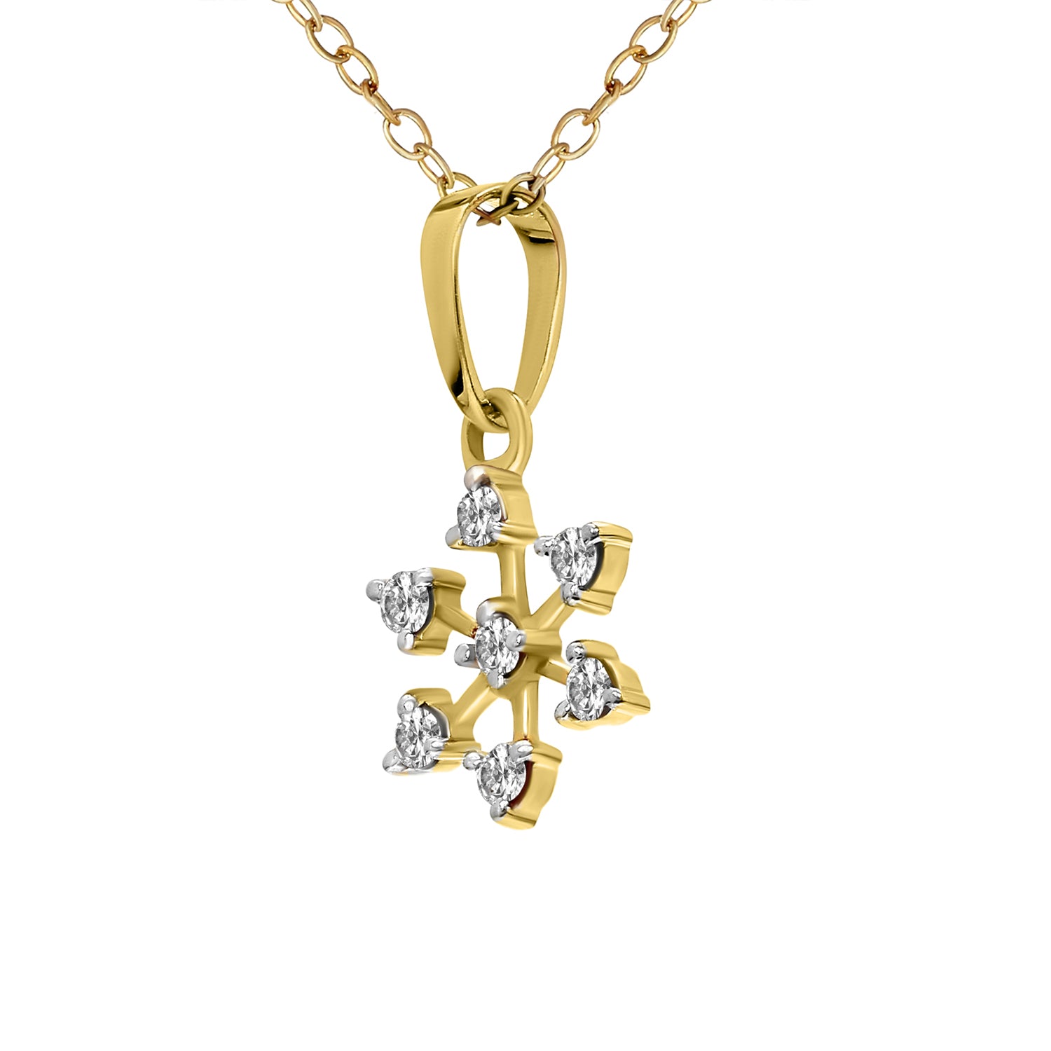 Lab Grown Diamond 0.15CT 925 Sterling Silver Gold Plated Round Shape Pendant