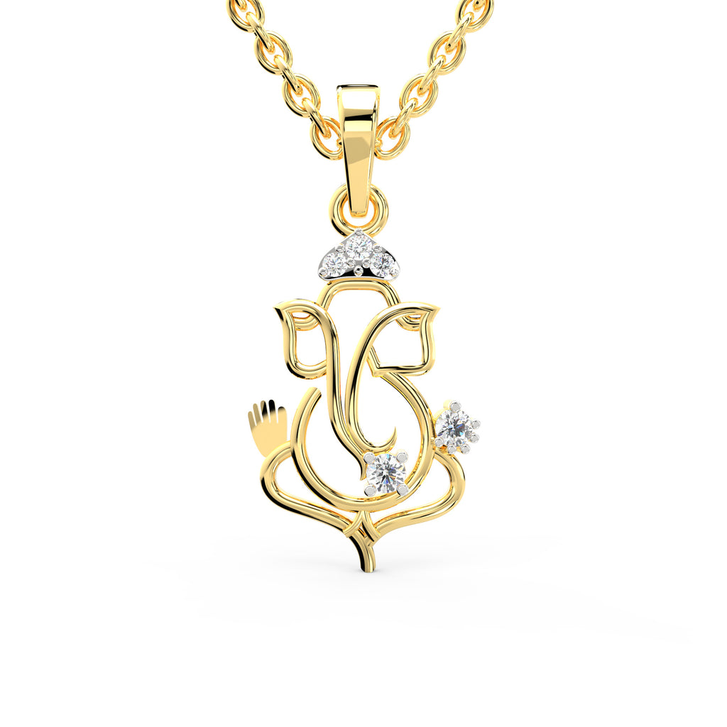 SPARQ Divine Abhaya Ganesha Diamond Gold Pendant
