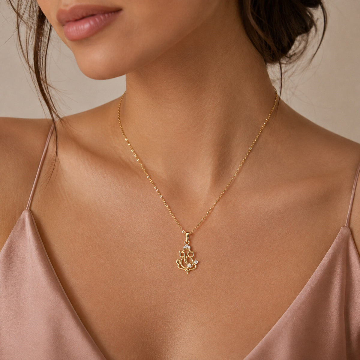 SPARQ Divine Abhaya Ganesha Diamond Gold Pendant