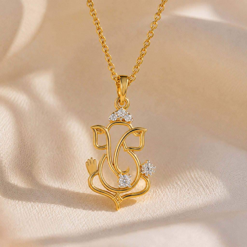 SPARQ Divine Abhaya Ganesha Diamond Gold Pendant