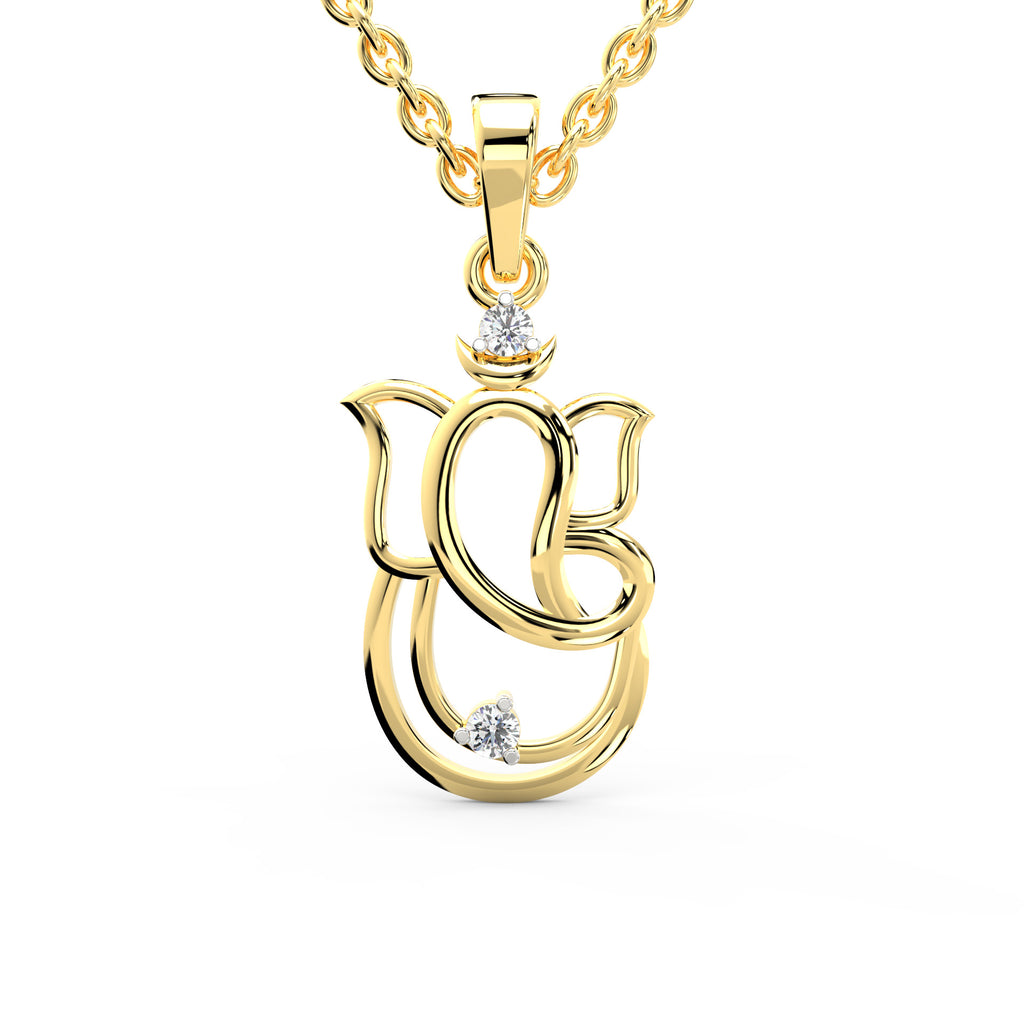 SPARQ Contemporary Solitaire Accents Vinayak Gold Pendant