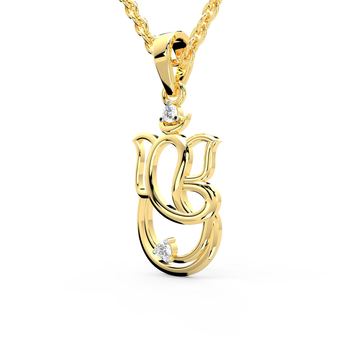 SPARQ Contemporary Solitaire Accents Vinayak Gold Pendant