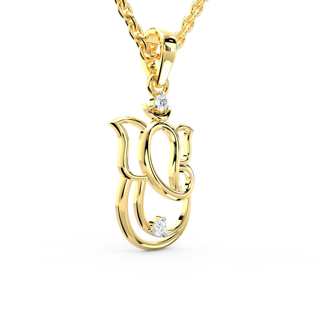 SPARQ Contemporary Solitaire Accents Vinayak Gold Pendant