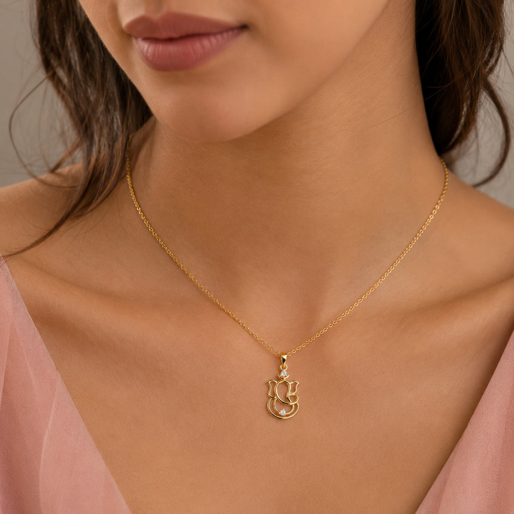 SPARQ Contemporary Solitaire Accents Vinayak Gold Pendant