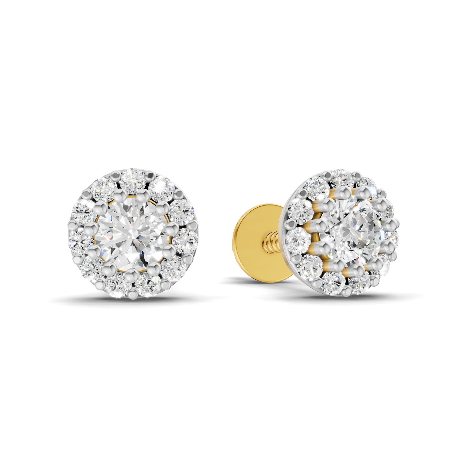 Lab Grown Diamond 0.34CT 925 Sterling Silver Gold Plated Round Shape Earring