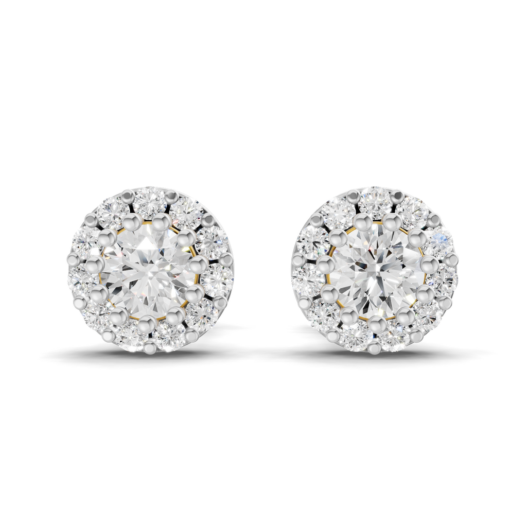 Lab Grown Diamond 0.34CT 925 Sterling Silver Gold Plated Round Shape Earring