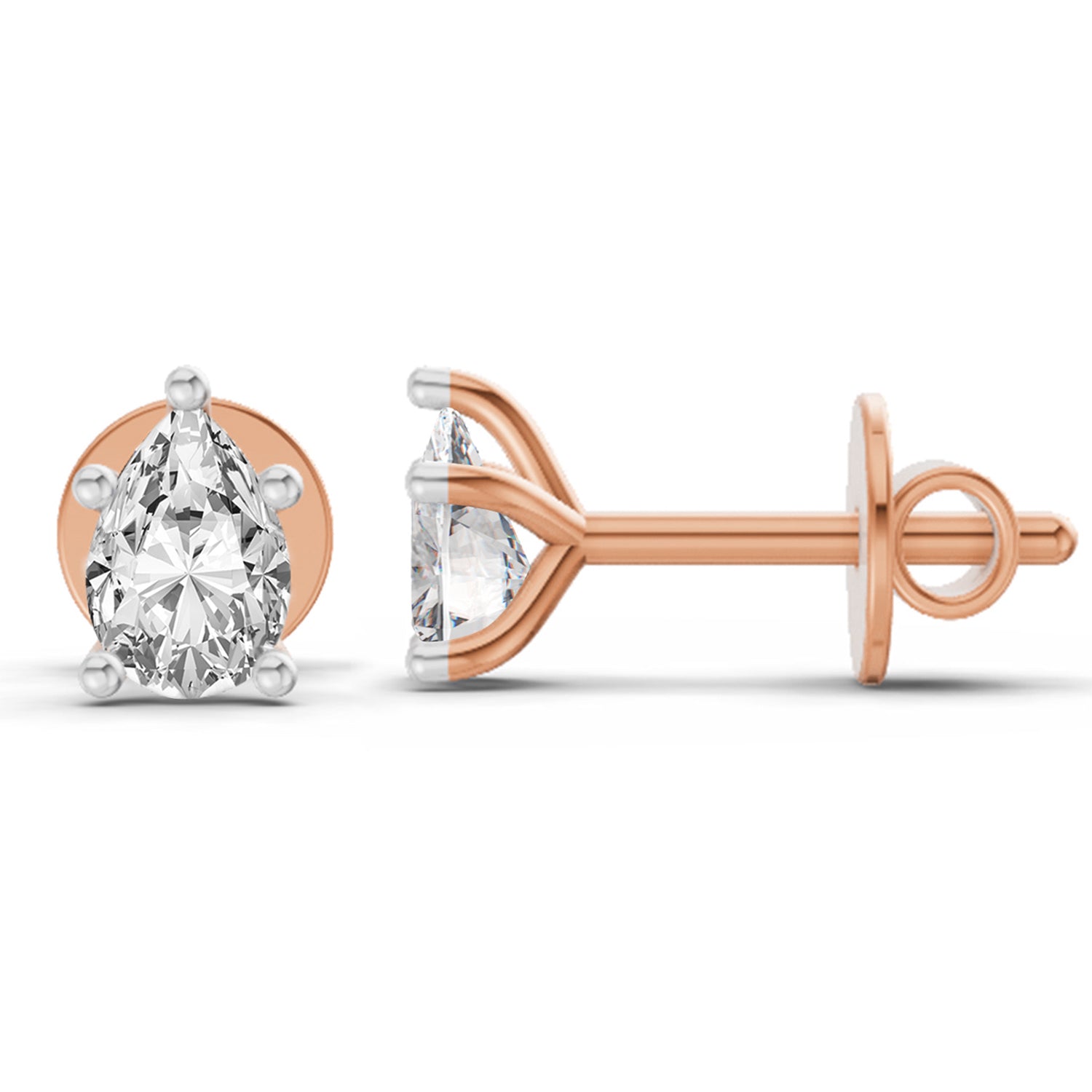 Lab Grown Diamond 0.46CT 925 Sterling Silver Gold Plated Pear Shape Earring