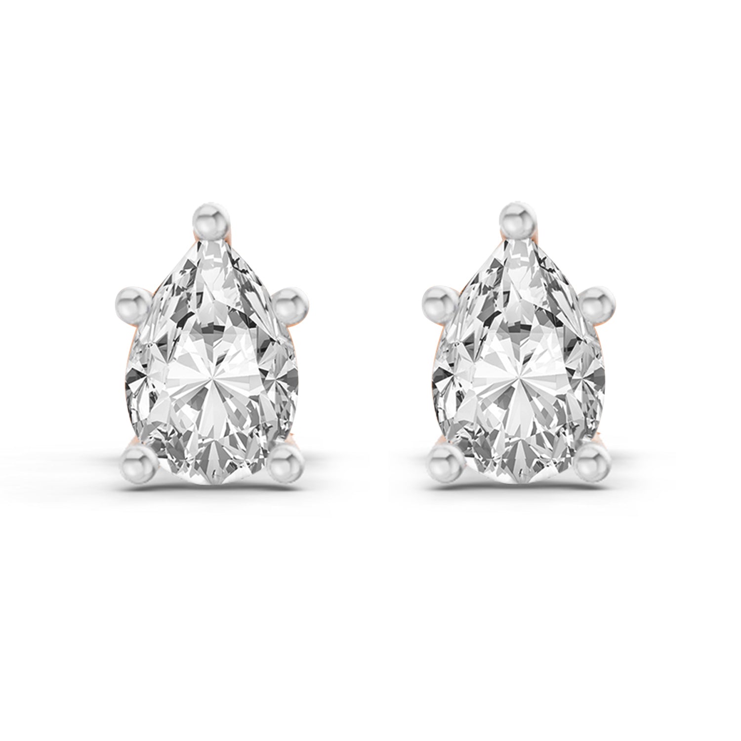 Lab Grown Diamond 0.46CT 925 Sterling Silver Gold Plated Pear Shape Earring